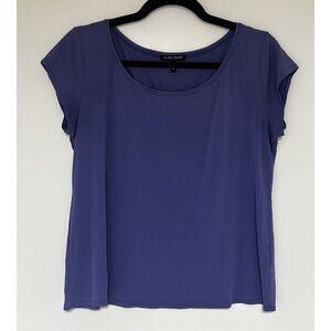 EILEEN FISHER Women’s 100% Silk Jersey Round Neck Cap Sleeve Blouse Size Medium